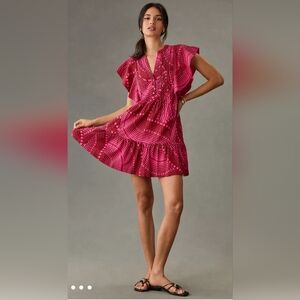 Maeve by Anthropologie Cassandra Mini Dress in Wine XL NWT